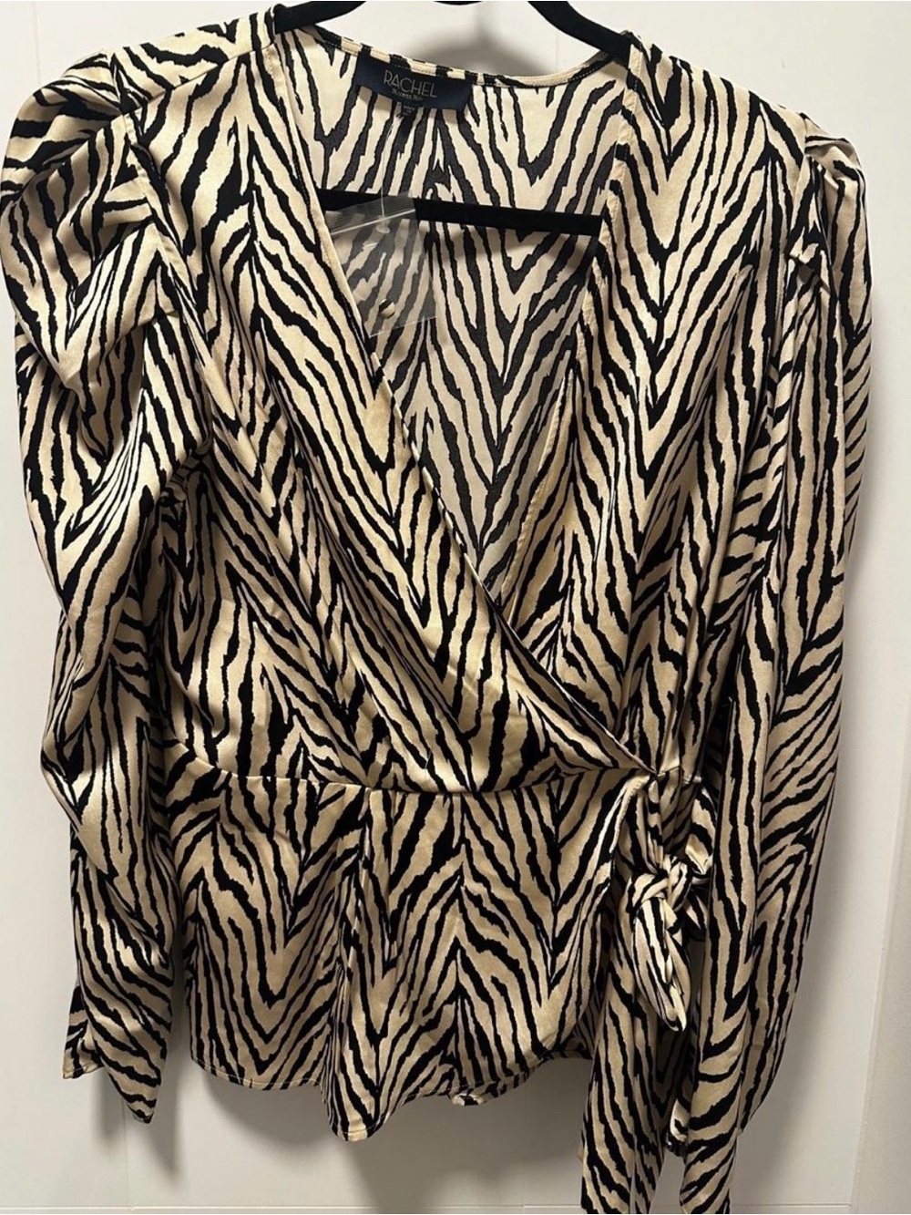NWT RACHEL Rachel Roy Zebra Print Wrap Peplum Blouse – Size XL